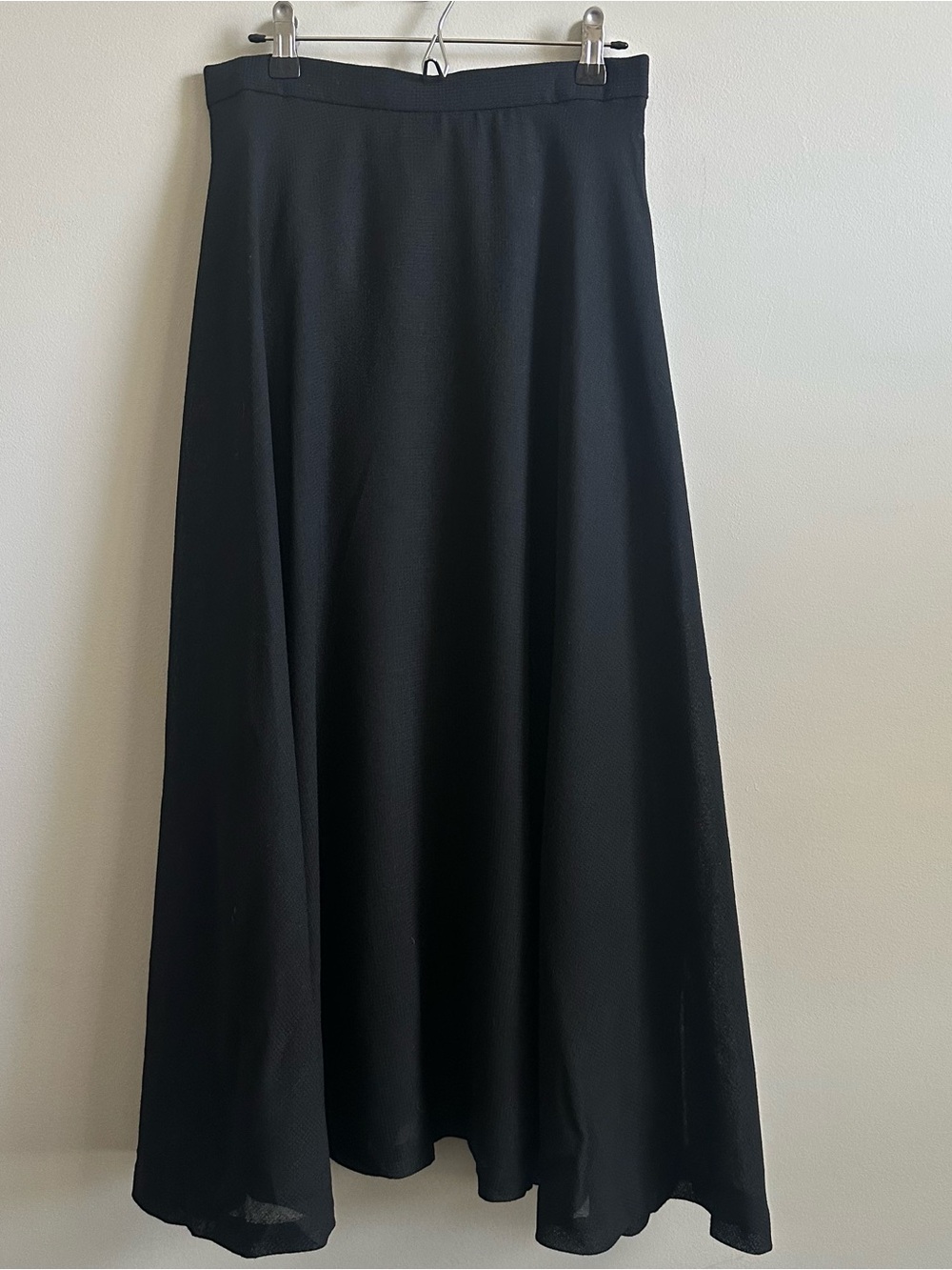 (100% worsted wool) Classic Black A-Line full circle Maxi Skirt with lining